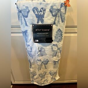 Betsey Johnson Blue and White Christmas Blanket Throw